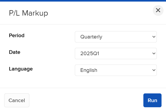 Image of the p/l markup panel in advisor portal. 
